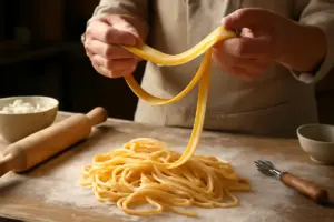 Tagliatelle fresche fatte in casa: la tecnica per un impasto elastico che non si spezza