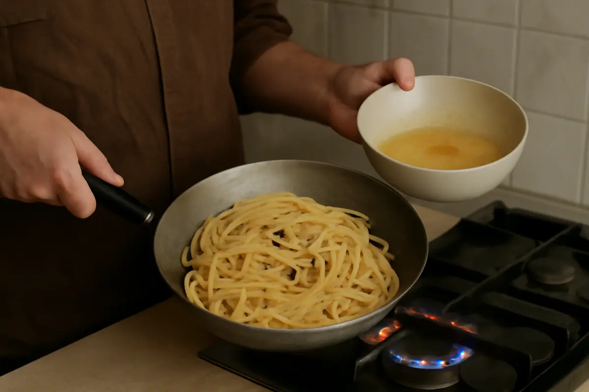 Perché la cottura degli spaghetti alla carbonara va fatta lontano dal fuoco? Il motivo che evita la frittata