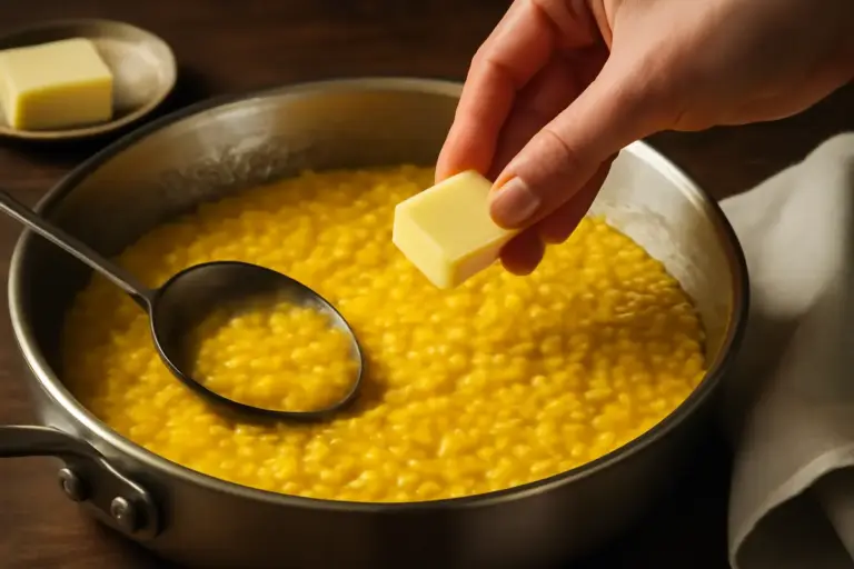 C’è una regola per mantecare il risotto alla milanese? Il burro aggiunto al momento giusto fa la differenza