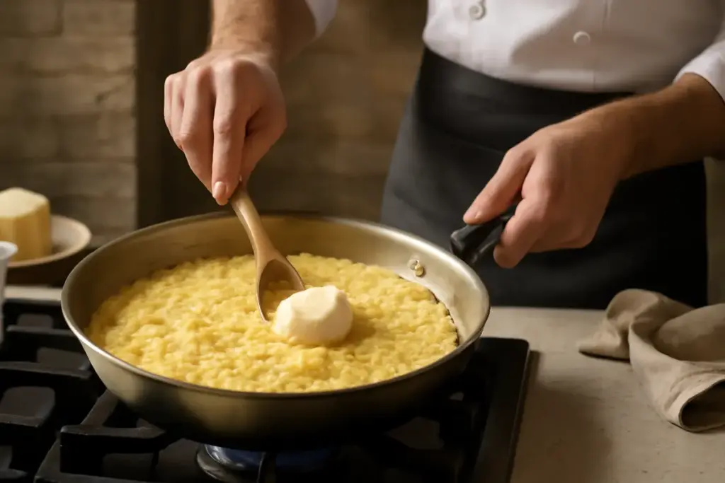Risotto all’onda tradizionale: la fase della mantecatura che non tutti rispettano